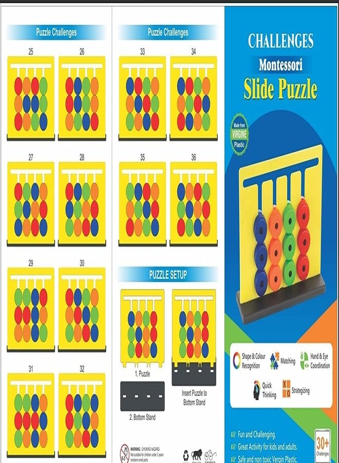 Samip Montessori Slide Puzzles - Brain Game for Kids - 3-5 Year Olds - Educational Montessori Design - Multicolour - Image 3